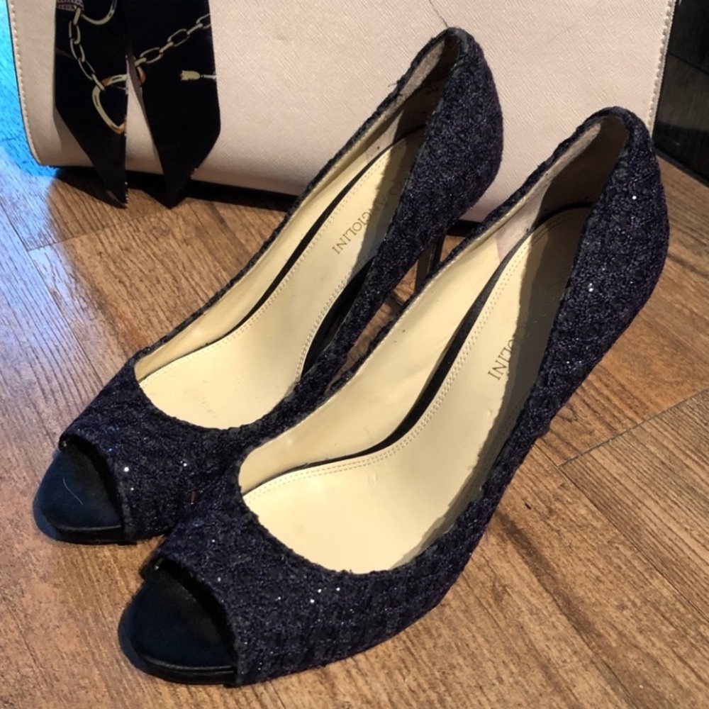 Enzo Angiolini Designer Black Sparkle Heels!!! Peep Toe! Size 8 Time to Party!!!